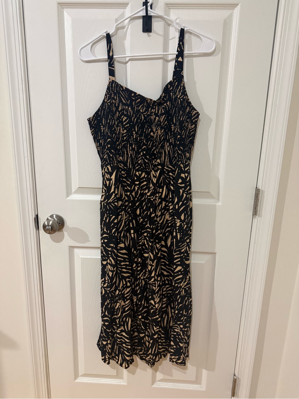 Old Navy Black and Beige Patterned Midi Dress